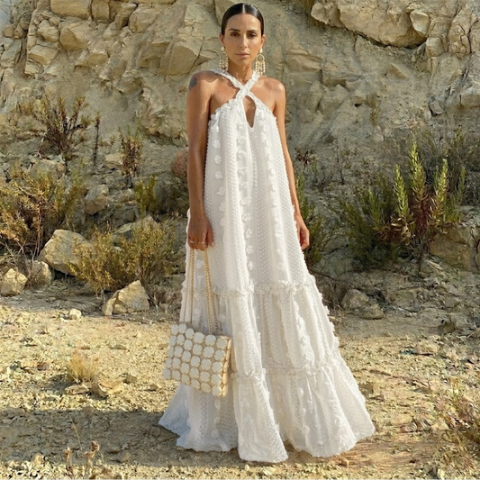 Sleeveless Halter Maxi Summer Dress