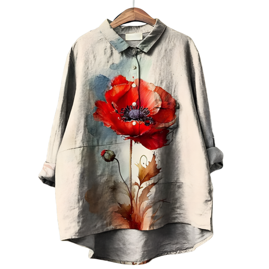 3D Floral Open Tube Shirt for Bold Summer Vibes